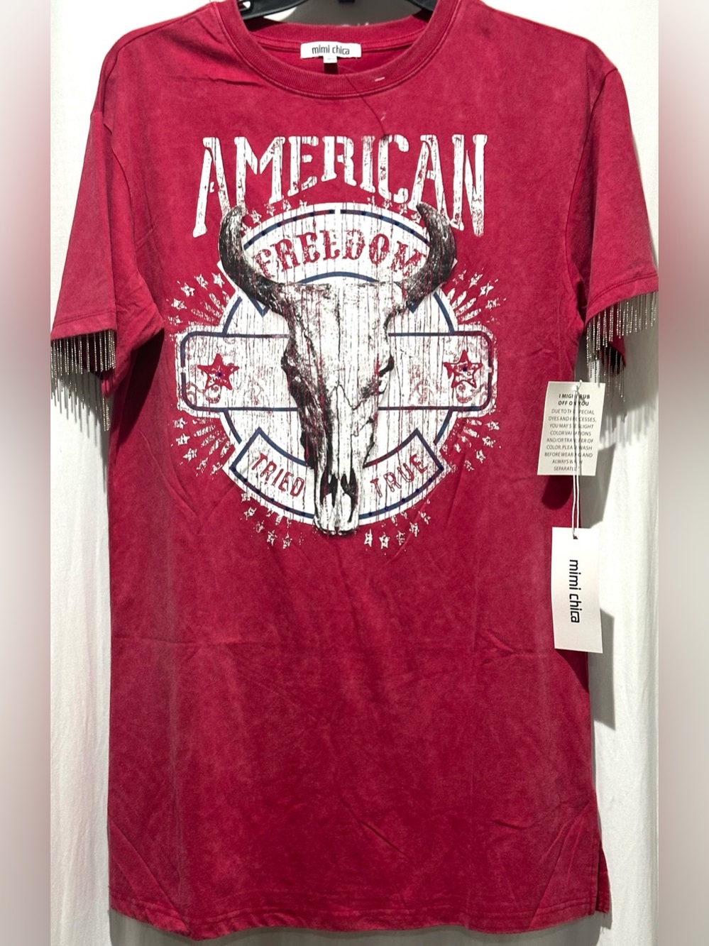 mimi chica Red American Freedom Graphic TShirt Dress - Size L